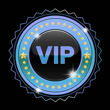 Siyah arka planda yıldızları olan parlak VIP kartı özel üyeliği simgeler. Premium hizmetler, ödüller ve sertifikalar için ideal..
