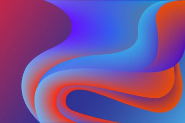 Turuncu, mavi ve kırmızı akışkan dalgalarla dolu canlı ve soyut bir arkaplan. Modern tasarımlar için mükemmel, herhangi bir projeye dinamik ve renkli bir dokunuş eklemek.