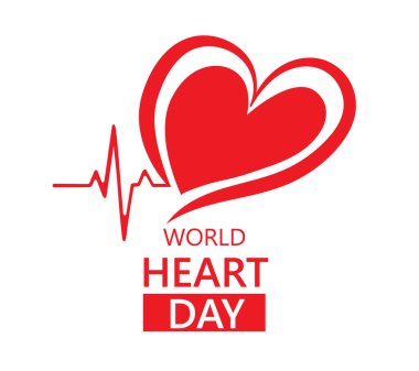 Dünya Sağlık Günü kalp logosu tasarımı vektör çizimi