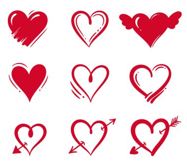 Kırmızı kalp Icon set