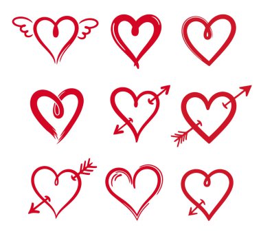 Bir çift kırmızı kalp. Vektör illüstrasyonu