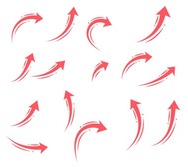 Kırmızı ok seti. vektör illüstrasyonu.