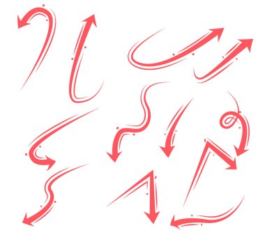 El çizilmiş oklar kümesi.