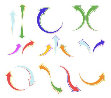 Renkli ok simgeleri kümesi