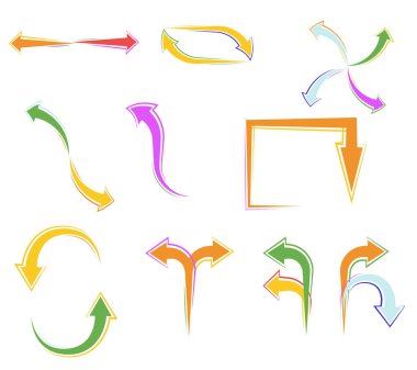 Beyaz arkaplanda izole edilmiş ok kümesi