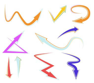 Soyut oklar ayarlandı. vektör illüstrasyonu.