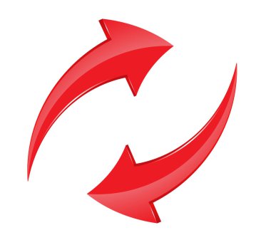 Beyaz arkaplanda kırmızı ok