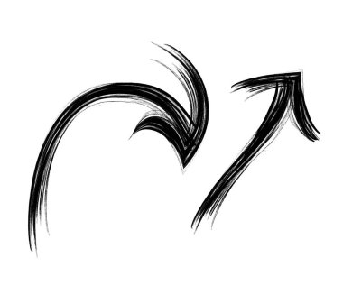 Beyaz arkaplanda el çizimi ok simgesi izole