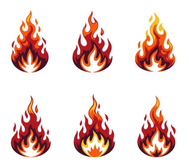 ateş alevleri toplama simgeleri vektör illüstrasyon tasarımı