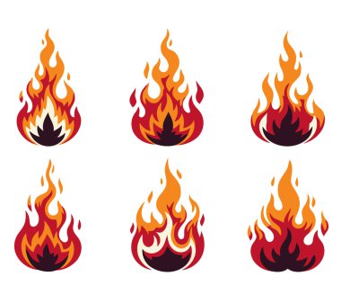 Ateş alevleri simgeleri. vektör illüstrasyonu.