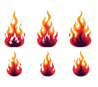 Ateş simgelerini yerleştirin. Ateş ikonu. vektör illüstrasyonu