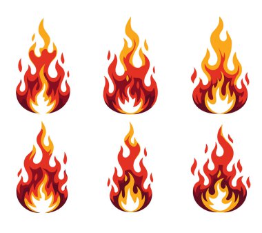 Ateş ikonları topla. vektör illüstrasyonu