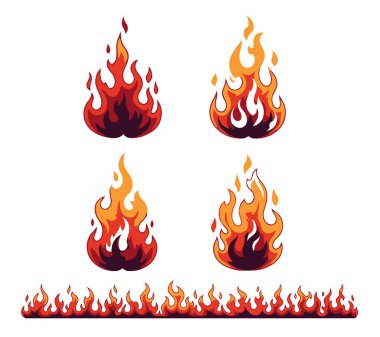 Ateş alevleri. vektör illüstrasyonu