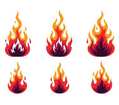 kırmızı alev simgeleri dizisi