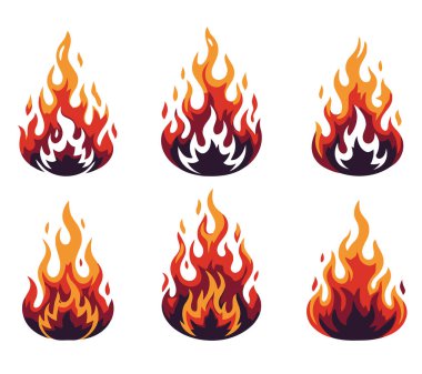 Ateş ikonları. Ateş simgeleri. vektör illüstrasyonu