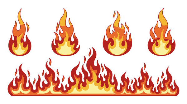 vector set of fire flames