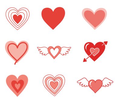 Kırmızı kalpler vektör çizim