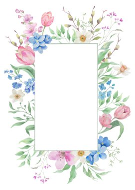 Çiçekli Çiçekli Davetiye ve Kağıt El çizimleri için Sınır. Vektör EPS.