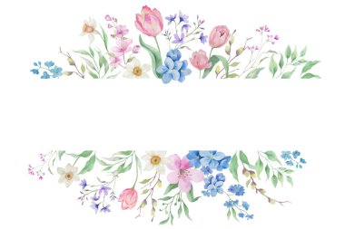 Çiçekli Çiçekli Davetiye ve Kartlar için Sınır. El çizimi çizimi. Vektör EPS.