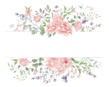 Suluboya Kırmızı Şakayık Çiçek Bordes. El çizimi çizimi. Vektör EPS.