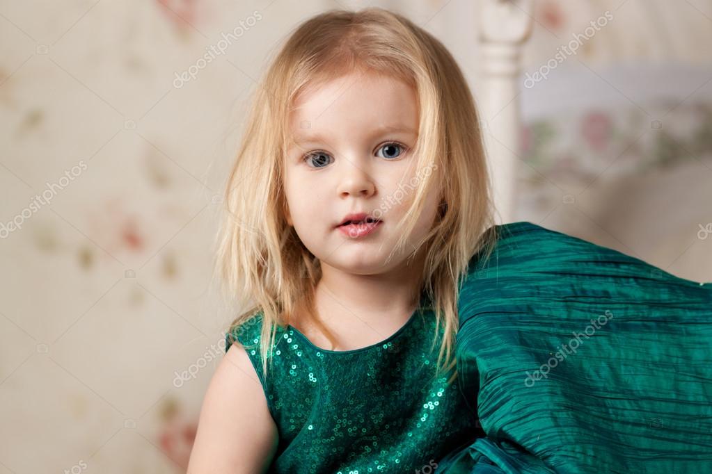 Beautiful Blond Little Girl With Blue Eyes Stock Photo C K B V