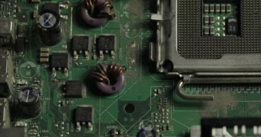 Sunucu bloğu, bilgisayarın içinde, donanım bileşenleri, teknolojik ve bilimsel arka plan ve doku, ana kartın parçaları