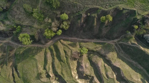 Paysage Différents Terrains Vue Dessus Paysage Lignes Nature Fond Texture — Photo