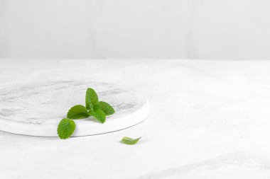 Açık gri arkaplanda taze nane şekeri