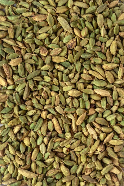Cardamom Zöld Szuper Élelmiszer Indiai Aroma Fűszer Közelről Háttér Textúra — Stock Fotó