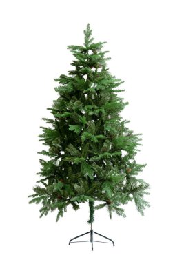 İzole edilmiş beyaz bir arkaplanda yeşil renkli yapay Noel ağacı