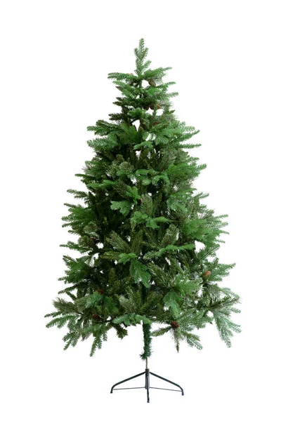 Arbre Noël Artificiel Couleur Verte Sur Fond Blanc Isolé Sur — Photo