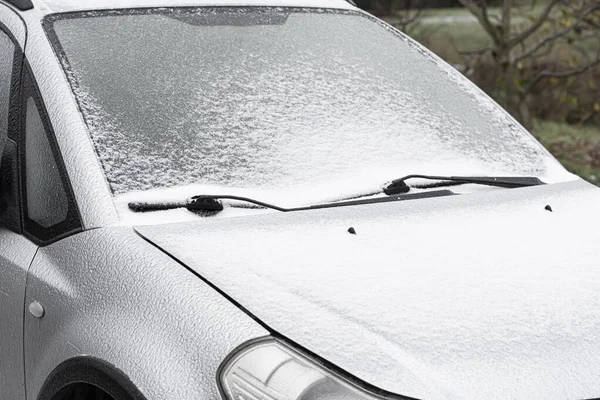 Neve Coberto Congelado Carro Início Inverno Fotos De Bancos De Imagens