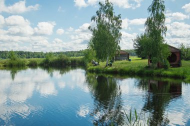Göletler balıkçılık, spor, eğlence, yatay arka plan