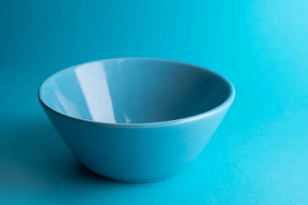 Blue Ceramic Bowl Empty Bowl Cup Isolated White Clipping Path — Stock Photo, Image