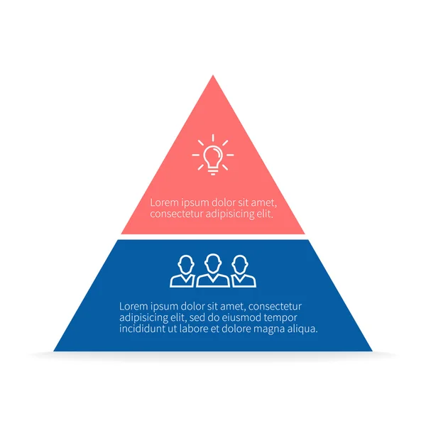 Piramide voor infographics. Vector grafiek, diagram met 2 stappen, opties. — Stockvector