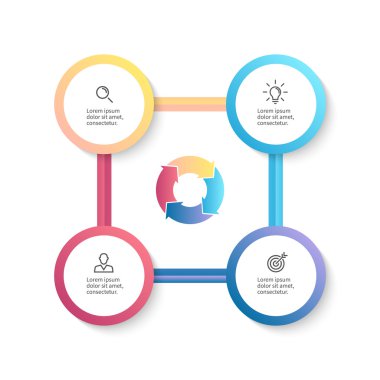 Infographic iş şablon parçaları, 4 seçenekleri.