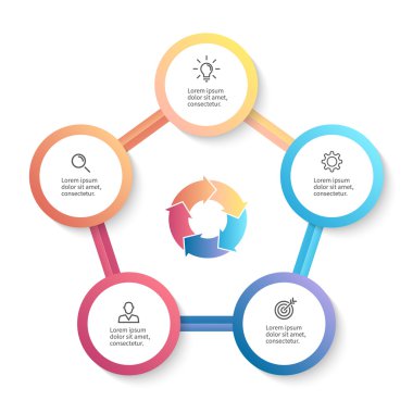 Infographic iş Şablon 5 seçenekleriyle, parçaları.