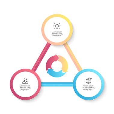 Infographic iş şablon parçaları, 3 seçenekleri.