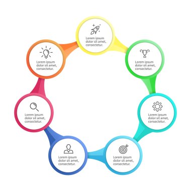 Infographic iş şablon parçaları, 7 seçenekleri.