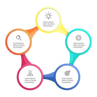 Infographic iş Şablon 5 seçenekleriyle, parçaları.