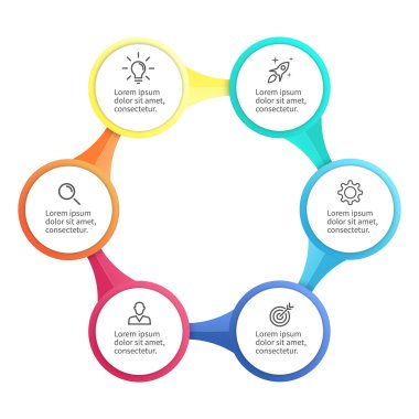 Infographic iş şablon parçaları, 6 seçenekleri.