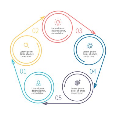 Dairesel infographics. Minimalist diyagramı.