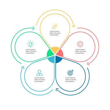 Doğrusal infographics. 5 adım ile iş diyagramı.