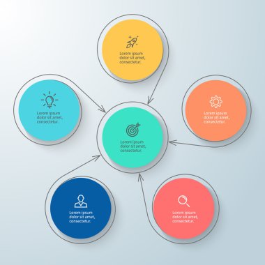 Dairesel Infographic Merkezi öğesi ile. Minimalist diyagramı.