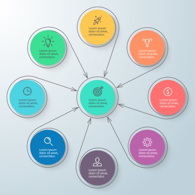 Dairesel Infographic Merkezi öğesi ile. Minimalist diyagramı.