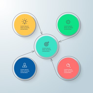 Dairesel Infographic Merkezi öğesi ile. Minimalist diyagramı.