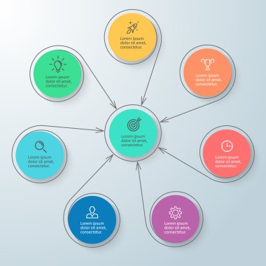 Dairesel Infographic Merkezi öğesi ile. Minimalist diyagramı.