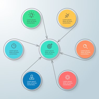Dairesel Infographic Merkezi öğesi ile. Minimalist diyagramı.