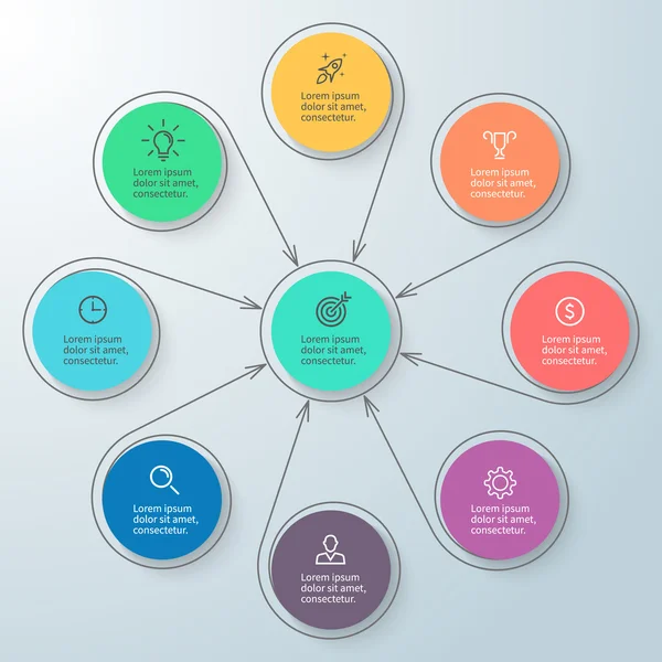 Dairesel Infographic Merkezi öğesi ile. Minimalist diyagramı.