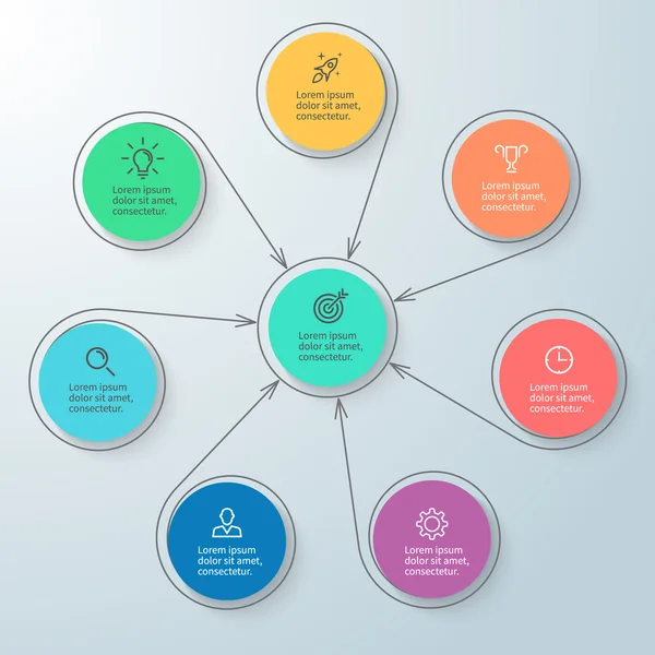 Dairesel Infographic Merkezi öğesi ile. Minimalist diyagramı.